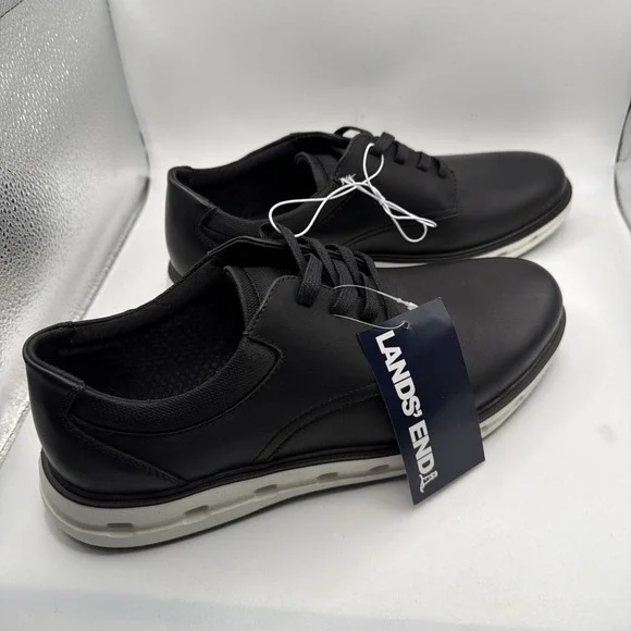 New Men's Lands End Sport Oxford Comfort Shoes  Black /White 10.5. New - Picture 3 of 12